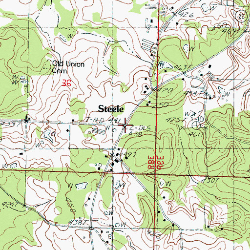 Topographic Map of Steele, MS