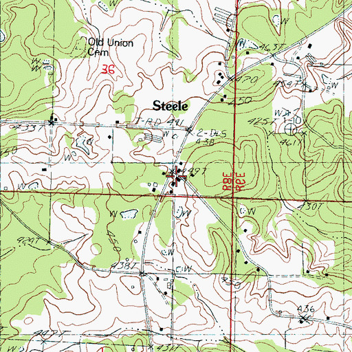Topographic Map of Steele Baptist Church, MS