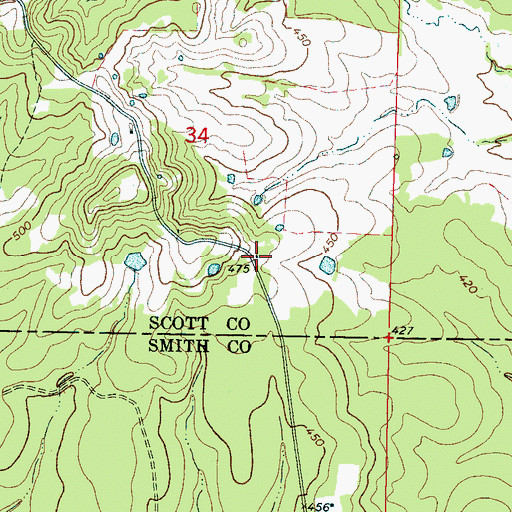 Topographic Map of Sun, MS