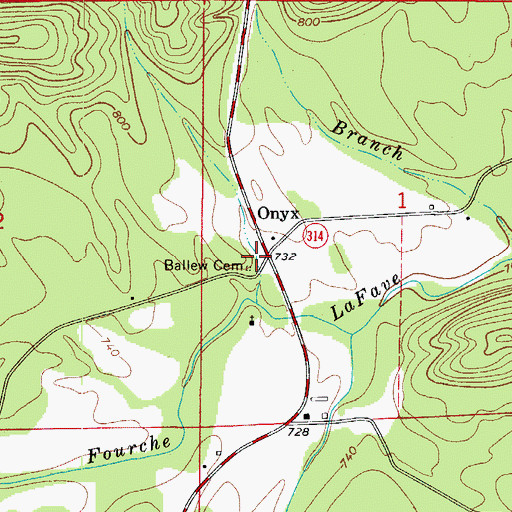 Topographic Map of Ballew Family Cemetery, AR