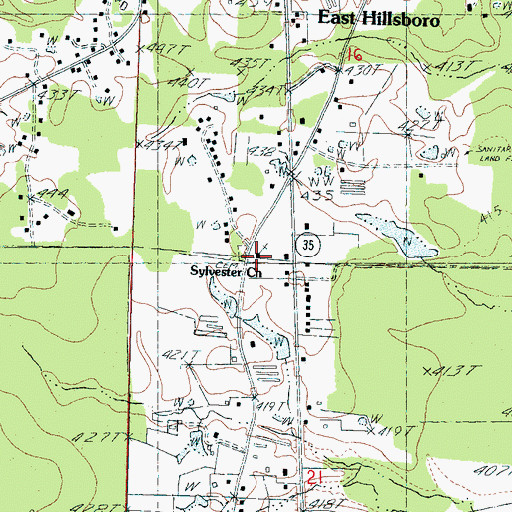 Topographic Map of Sylvester Church, MS