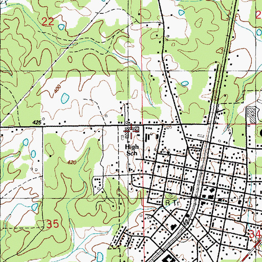 Topographic Map of Amite County Training School, MS