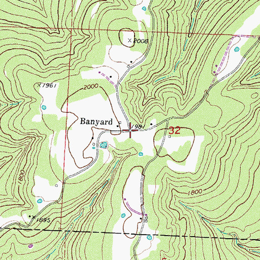 Topographic Map of Banyard, AR