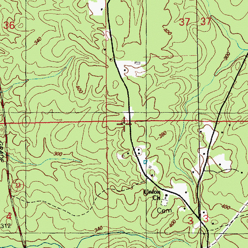Topographic Map of Brown Cemetery, MS