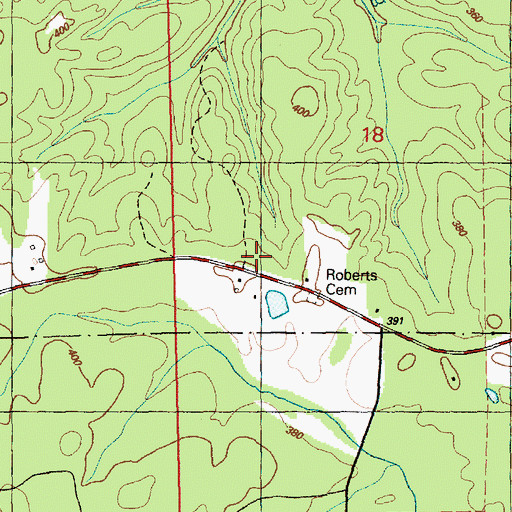 Topographic Map of Bryant-Harris Cemetery, MS
