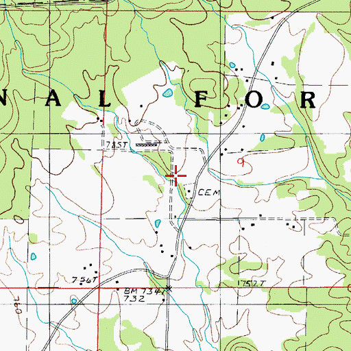 Topographic Map of Barber Cemetery, AR