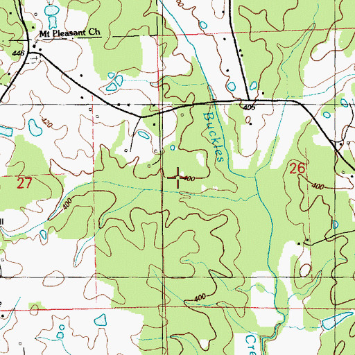 Topographic Map of Dawson Cemetery, MS