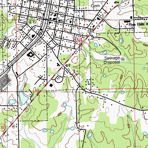 Topographic Map of Gloster Woodlawn Cemetery, MS
