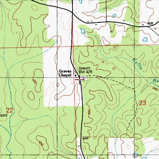 Topographic Map of Graves Chapel Cemetery, MS