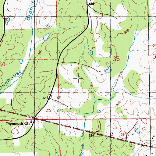 Topographic Map of Hinton Cemetery, MS