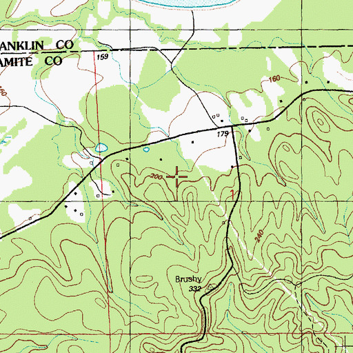 Topographic Map of John Huff Cemetery, MS