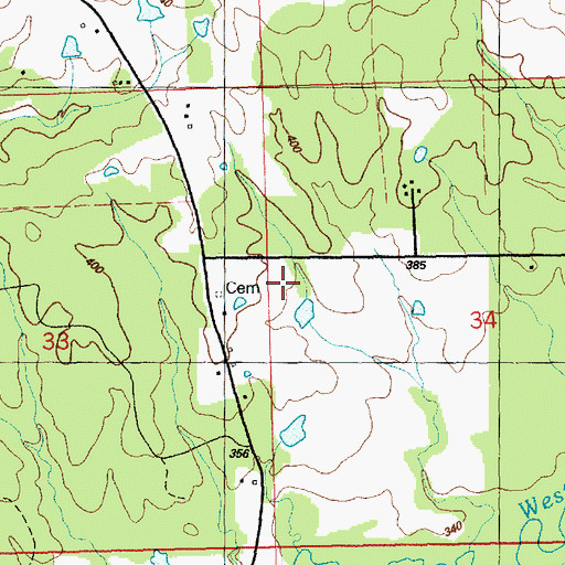 Topographic Map of John McGehee Cemetery, MS