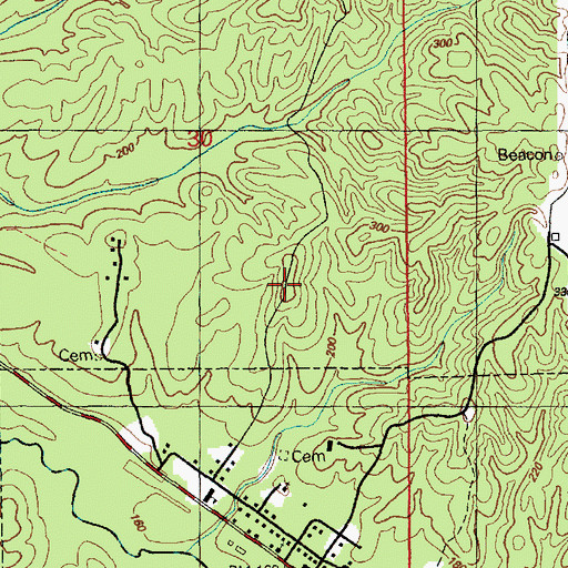 Topographic Map of McDowell Cemetery, MS
