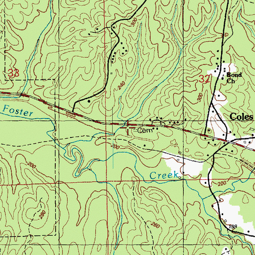 Topographic Map of McDowell Cemetery, MS