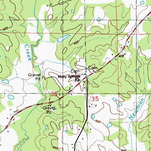 Topographic Map of Merry Springs School (historical), MS