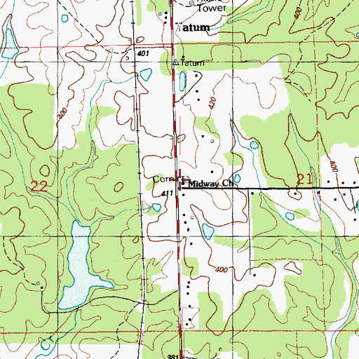 Topographic Map of Midway Cemetery, MS