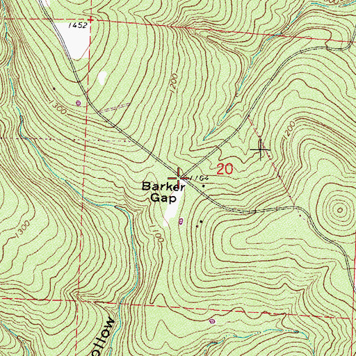 Topographic Map of Barker Gap, AR