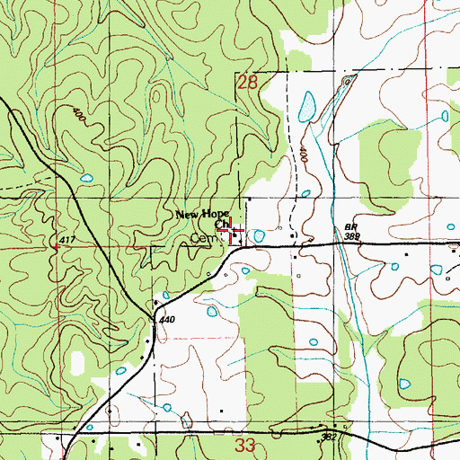 Topographic Map of New Hope Cemetery, MS