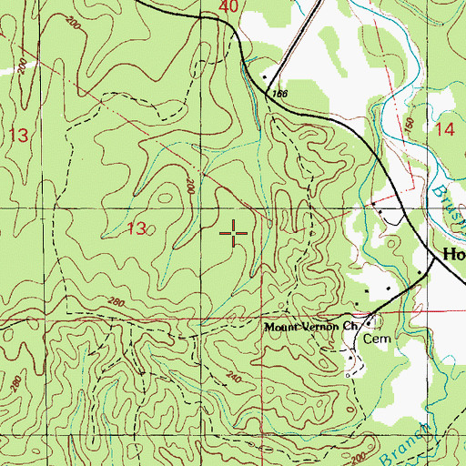Topographic Map of Old Mount Vernon Cemetery, MS