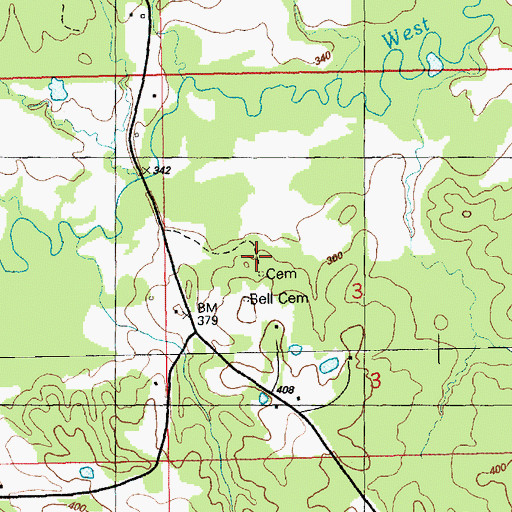 Topographic Map of Old Parson Hill Cemetery, MS