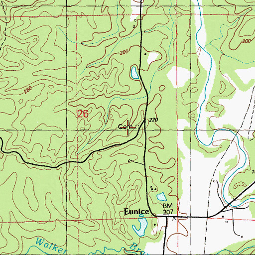 Topographic Map of Pine Hill School (historical), MS