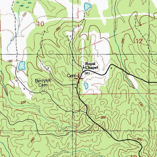 Topographic Map of Royal Chapel Cemetery, MS