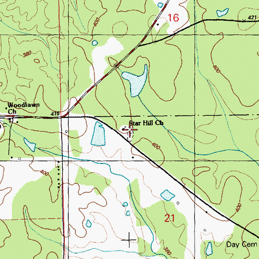 Topographic Map of Star Hill Cemetery, MS