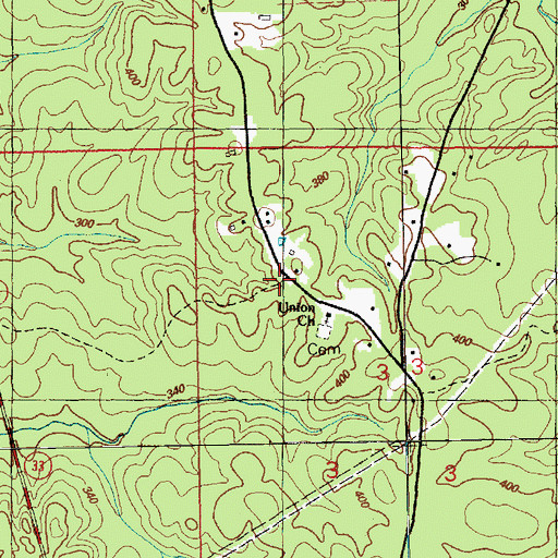 Topographic Map of Union School (historical), MS