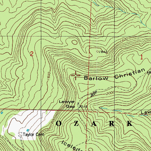 Topographic Map of Barlow Christian Mountain, AR