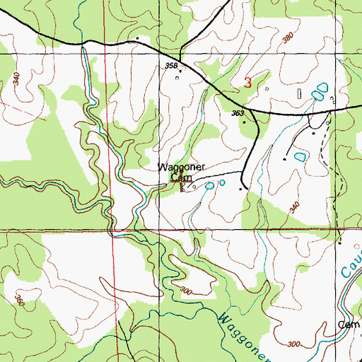 Topographic Map of Waggoner Cemetery, MS