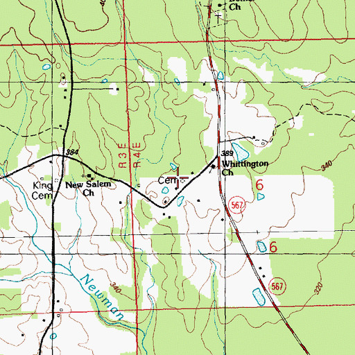 Topographic Map of Whittington Cemetery, MS