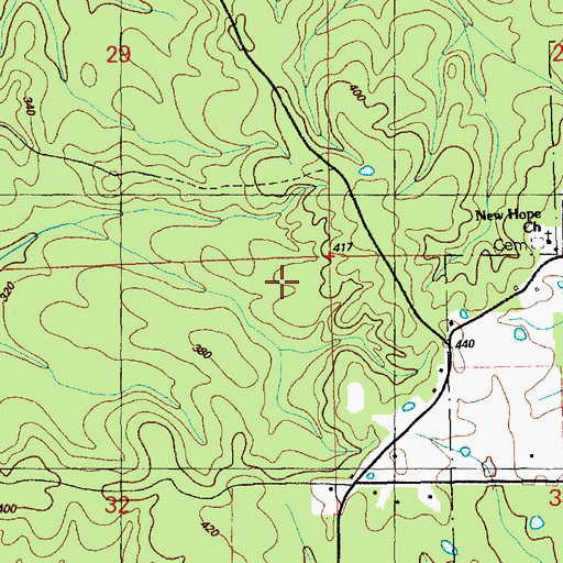 Topographic Map of Whittington Cemetery, MS