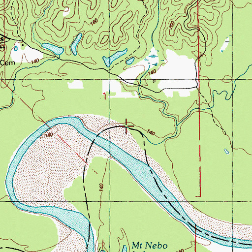 Topographic Map of Wilsons Ferry (historical), MS