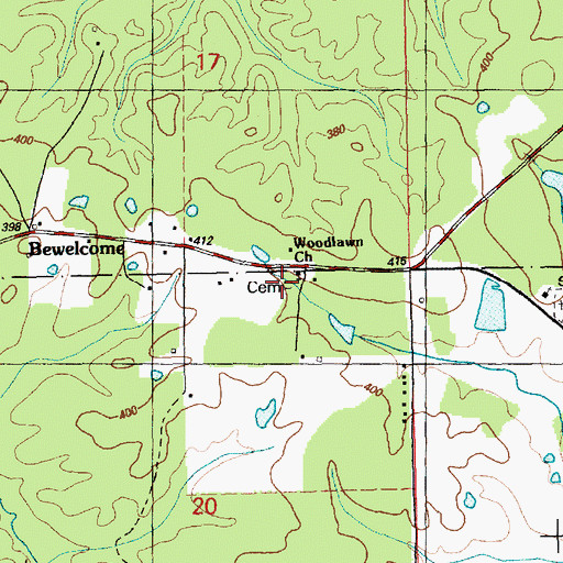 Topographic Map of Woodlawn Cemetery, MS