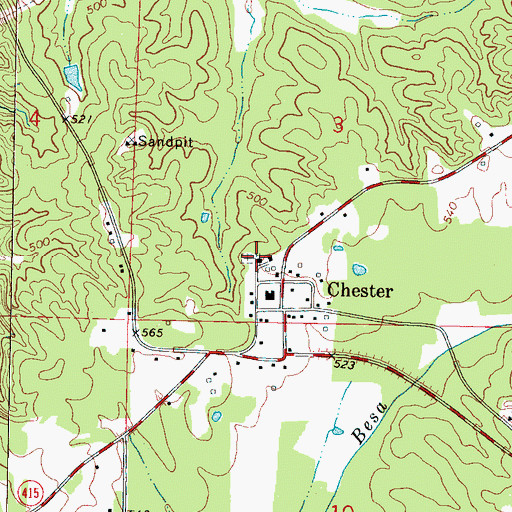 Topographic Map of Chester Baptist Church, MS