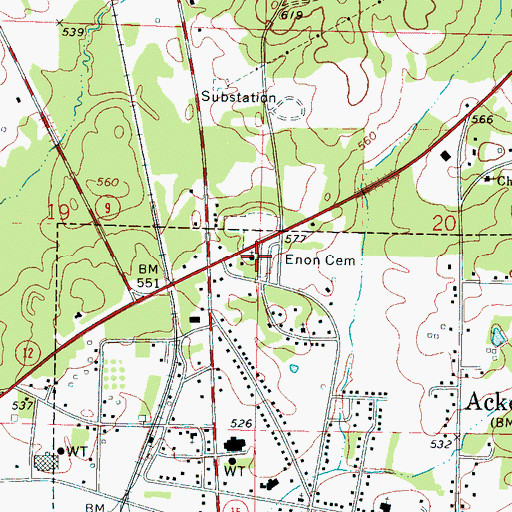 Topographic Map of Enon Presbyterian Church, MS