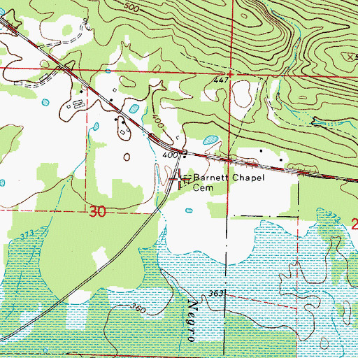 Topographic Map of Barnett Chapel Cemetery, AR