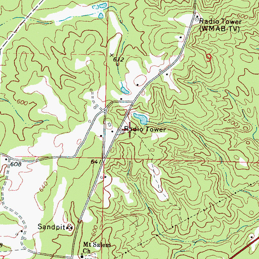 Topographic Map of Noxubee Hills, MS