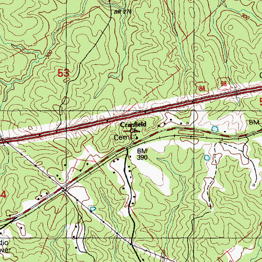 Topographic Map of Cranfield Church, MS