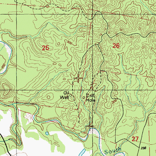 Topographic Map of Moss Grove Oil Field, MS
