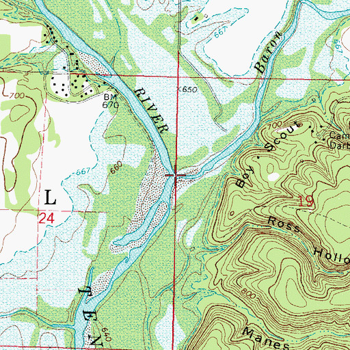 Topographic Map of Baron Fork, OK