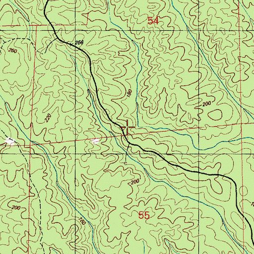 Topographic Map of Pretty Creek Oil Field, MS