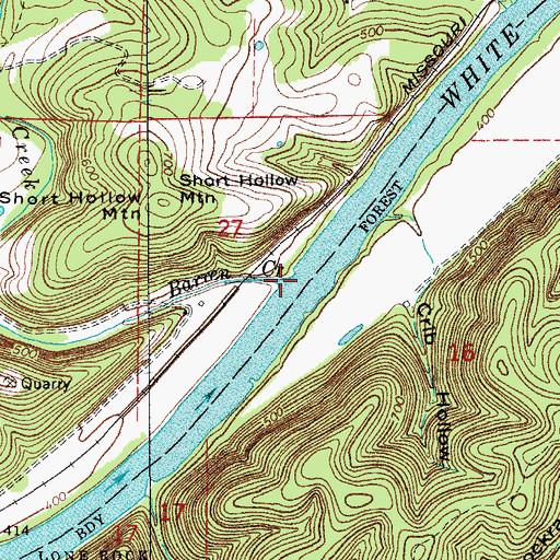 Topographic Map of Barren Creek, AR
