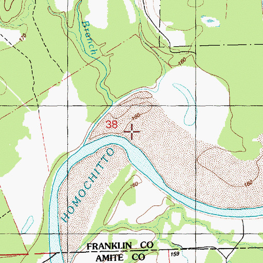 Topographic Map of Buckleys Ferry (historical), MS