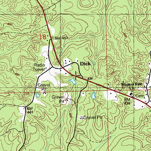 Topographic Map of Dick, MS