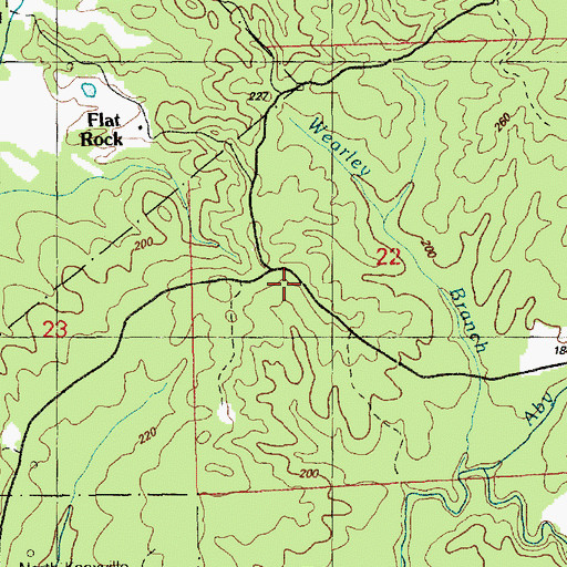 Topographic Map of Flat Rock, MS