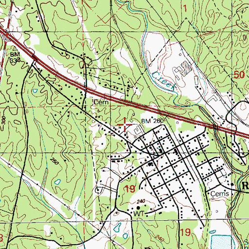 Topographic Map of Roxie Attendance Center, MS