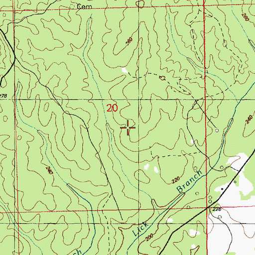 Topographic Map of Tubbyville (historical), MS