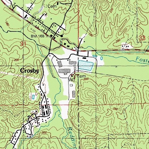 Topographic Map of Crosby Cemetery, MS