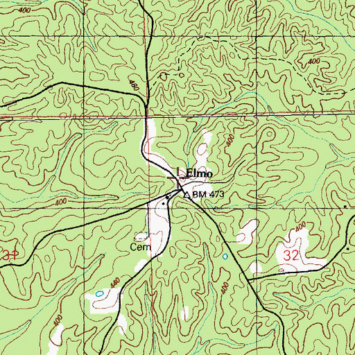 Topographic Map of Elmo, MS
